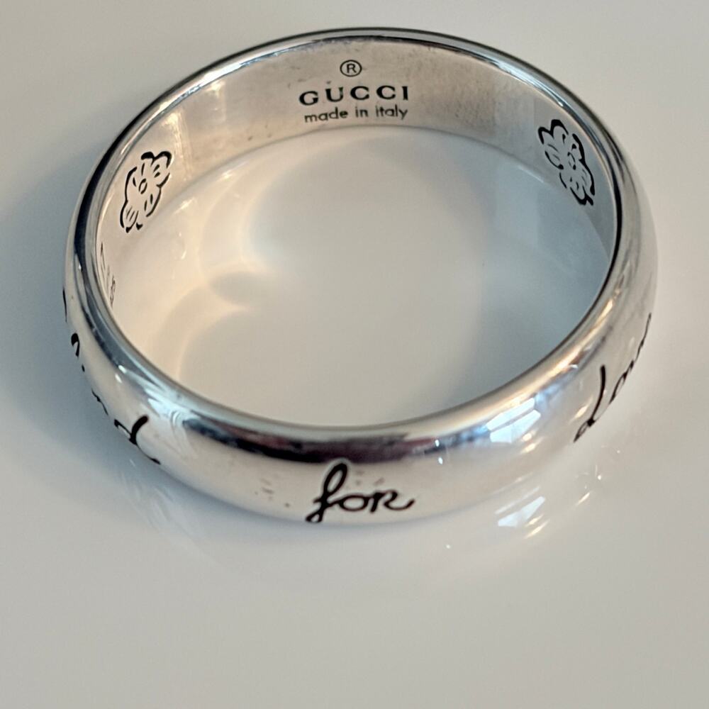 Gucci Blind for Love Sterling Silver Band Ring Italian Sz 17- US 8 New w/Box - Picture 6 of 9